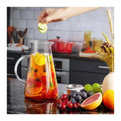 Glass Cool Hot Water Jug Pitcher Lid High Borosilicate Glass Cold Water Pitcher with Logo