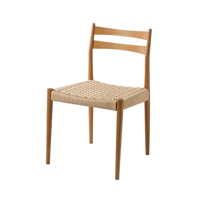 Imported White Oak Frame Cowhide Rope Woven Rattan Fashionable Furniture Wooden Dining Chair