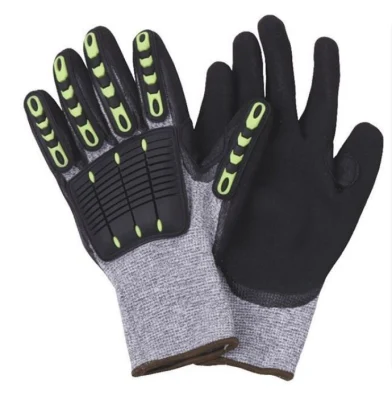 Cheapest Hppe Cut & Impact Resistant Gloves with Sandy Nitrile Coating