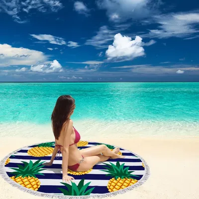 High Quality 150cm Swimming Travel Sport Quick Dry Printed Orientation Printing Microfiber Round Beach Towel Sand Free Custom Logo and Embroideries