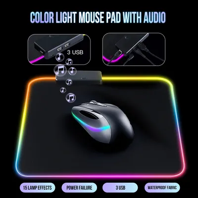 Multi-Functional 3 USB & Speaker RGB Mouse Pads Game Pad