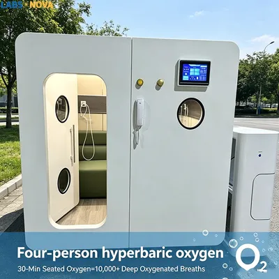 Small Compact Four Person Hyperbaric Oxygen Chamber 2.0ATA with Bibs System Intelligent Control Panel for Home Gym Wellness Area