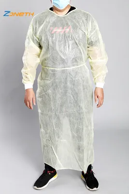 Disposable Isolation Gown/30g/PP Nonwoven Fabric/ PE Film Coated/Yellow/Blue