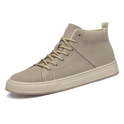 MID Top Men Leather Shoes Comfortable Outdoor Walking Shoes Custom All-Match Casual Shoes for Man
