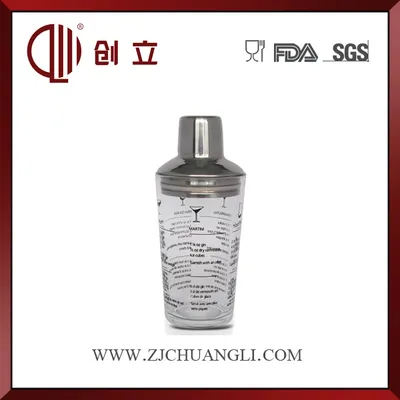 350ml Stainless Steel and Glass Cocktail Shaker with Recipes