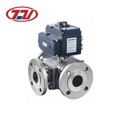 Stainless Steel 3 Way Flanged Heavy Duty Ball Valve with Actuator for Industry