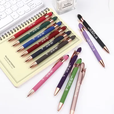 New Design Promotional Pen Custom Logo Ballpoint Pen Stylus Rose Gold Metal Pens with Custom Logo Promotional