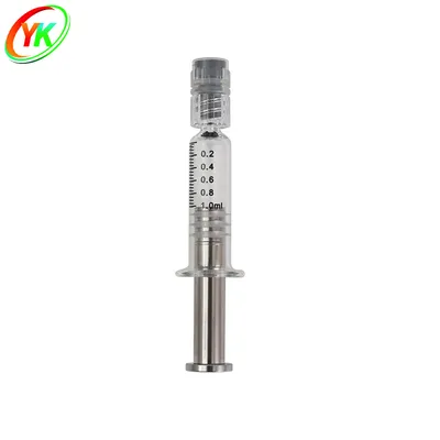 Factory Price 1ml Short Metal Plunger Distillate Glass Syringes