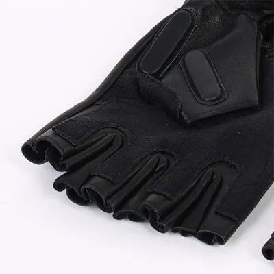 High Quality Breathable Sheepskin Tactical Half Finger Gloves for Camping