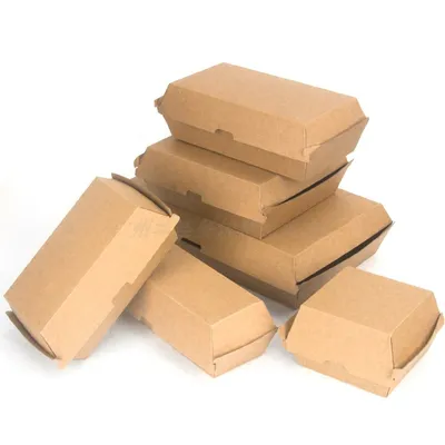 Custom Biodegradable Food Container Packing Kraft Cardboard Box for Hamburger and Hotdog and Chips Box