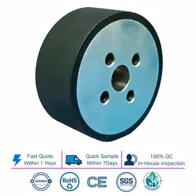 Black Multi-Mount Hole Aluminum Hub Polyurethane Traction Drive Wheel