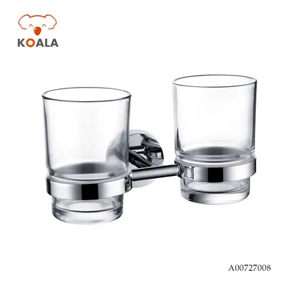 Stylish Double Toothbrush Holder with Durable Glass Cups