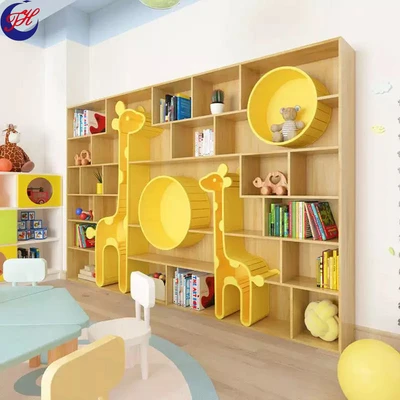 Wooden Bookcase for Kindergarten Library and Daycare Centers
