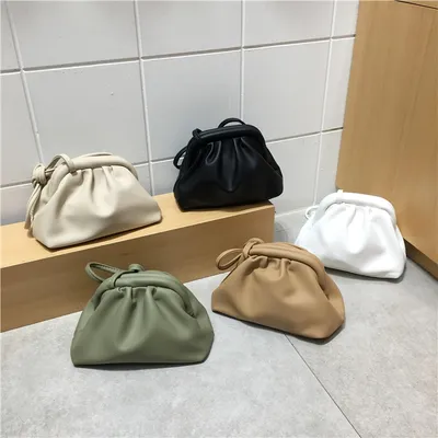 Korean Soft Leather Pleated Pouch