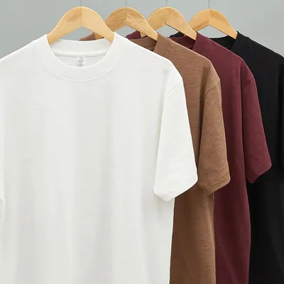 300 GSM Custom Embossed Embroidery 100% Bamboo Slub Cotton T-Shirt