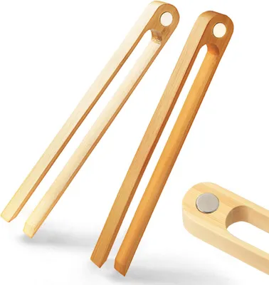 Magnetic Bamboo Toaster Tongs Natural Wood Kitchen Toast Tongs Eco-Friendly, Space Saving Modern Kitchen Accessory for Home Restaurant
