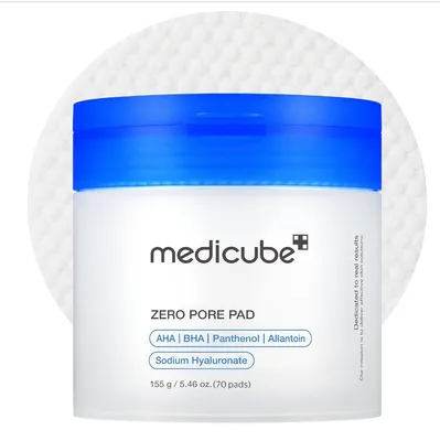 Korean Skincare Medicube Salicylic Acid Zero 2.0 Pore Cotton Pads Exfoliating Pore Care Aha and BHA