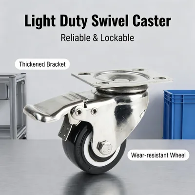 Custom Light Duty Cart Lifting All Terrain Push Button Brake Castors with Side Brake