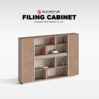 Modern Wooden Office Filing Cabinet with Modular Storage and Hidden Handles