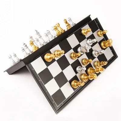 Chessboard 32 Gold Silver Chess Pieces Magnetic Board Game