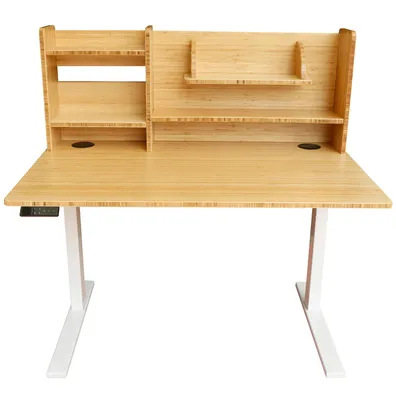 100% Bamboo Top with Phone Holder Height Adjustable Home Study Desk for Kids