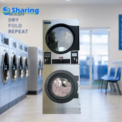 12kg Laundry Double Stacked Washer and Dryer Machine for Laundromat