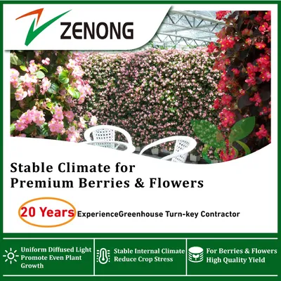Venlo Multi-Span Polycarbonate Greenhouse for Flower & Berry Precision Cultivation