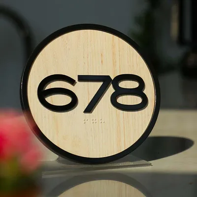 Round Wooden Ada Door Number Signs with Braille
