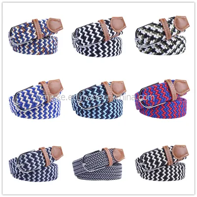 New Fashion Designer Colorful Unisex Men Lady Elastic Woven Fabric Belt