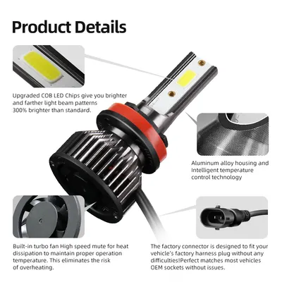 Auto LED Lights V6 H11 H4 H7 Headlight 48W LED Headlight