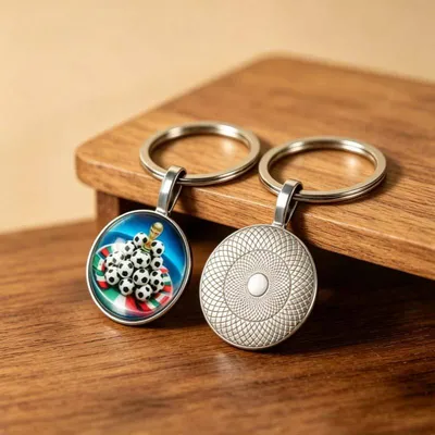 Fashion Football Tournament Themed Metal Keychain with Double-Sided Design