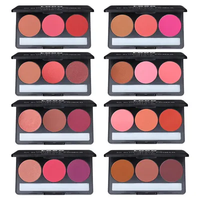 Luxury New Shades Powder Blush Custom Logo 16 Hours Long Wearing Matte & Dewy Finish Vibrant Primer 3 in 1 Blush Palette