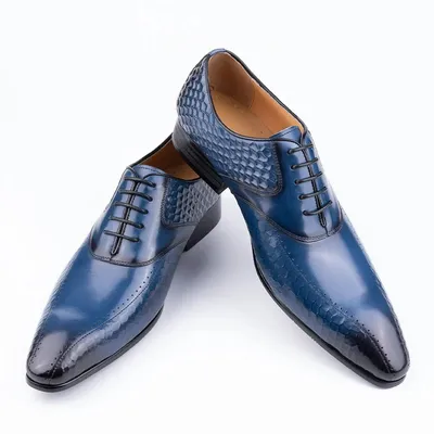 Classic Business Men Shoes Side Printing Oxfords Genuine Leather Handmade Leather Shoe
