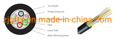 12 Fibers Single-Mode Non-Metal Member Loose Tube Optical Fiber Cable GYFTY