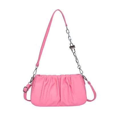 Textured Fashion Women's Bag 2024 Spring and Summer New Pink Pleated Cloud Armpit Bag French Niche Single Shoulder Crossbody Bag