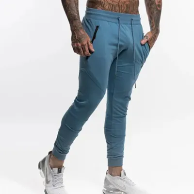 High Quality Cotton Men's Sportswear Training Fitness Cargo Pants with Printed Logo