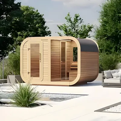 Traditional Wooden Outdoor Sauna Steam Cube Infrared Sauna Room Dry Sauna Room