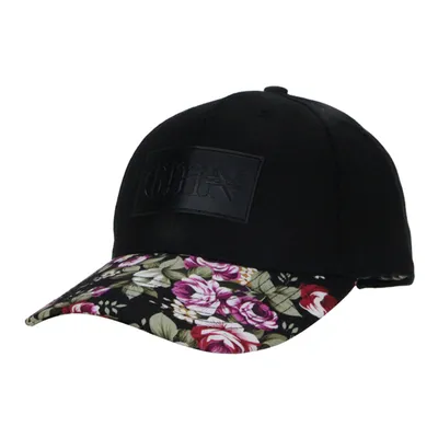 Fancy Vintage Ladies Customized Floral Brim Embossed Leather Patch Baseball Cap Distressed for Women