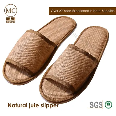 Eco Friendly Natural Jute Open Toe Hotel Slippers