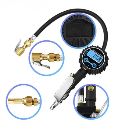 Heavy-Duty Digital Tire Inflator with Air Compressor Kit with Chuck Quick Splice Linker Gauge