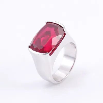 Bezel Setting Fine Jewelry Mens Rings with Elongated Cushion Ruby Gemstone Silver 10K 14K 18K Gold From China