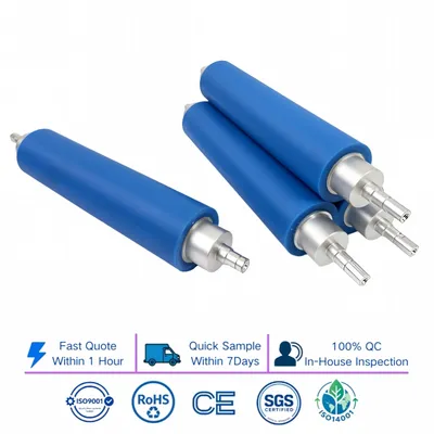 Custom Wear Resistant Industrial Conveyor Blue PU Rubber Roller