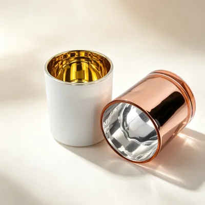 Elegant Gold-Rimmed Glass Candle Cup Modern Bedroom Aromatherapy Decoration
