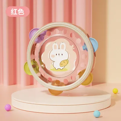Zhiqu Toys 2024 New Cartoon Clapping Tambourine Plastic Hand Bell Drum Instrument Sensory Musical Toy Knocking Feature Girls