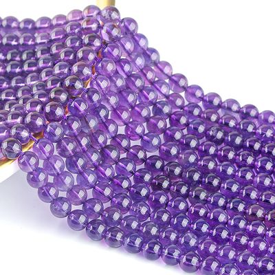 Natural Purple Crystal Amethyst Loose Round Gem Stone Beads for Jewelry Making