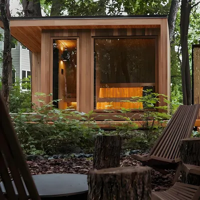 Premium Outdoor Square Sauna Room Using Canadian Hemlock or Red Cedar Perfect for All Seasons