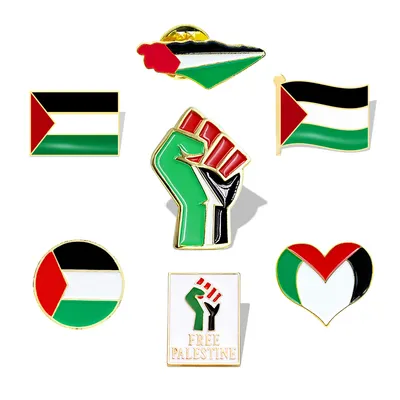 Wholesale Custom Flag Badge Free Palestine Brooch Pin Iron Soft Enamel Badge Palestine Flag Pin Badge