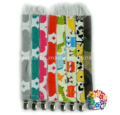 Wholesale Double-Sided Printing Ribbon Baby Soother Infants Pacifier Clips Chain