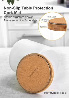 Rotating Utensil Holder Crock Ceramic Cooking Organizer with Countertop-Protection Cork Bottom