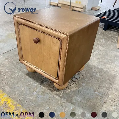 Vintage Beaded Frame Solid Wood Ash Wood Bedside Cabinet